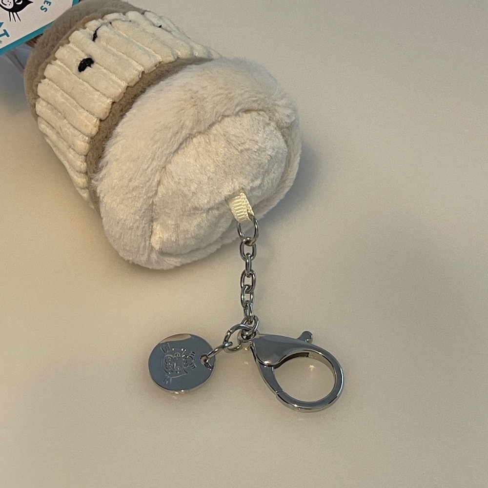 BNWT NEW RARE Jellycat Amuseable Coffee To Go Bag Charm Keyring Chain Beige - Picture 4 of 6